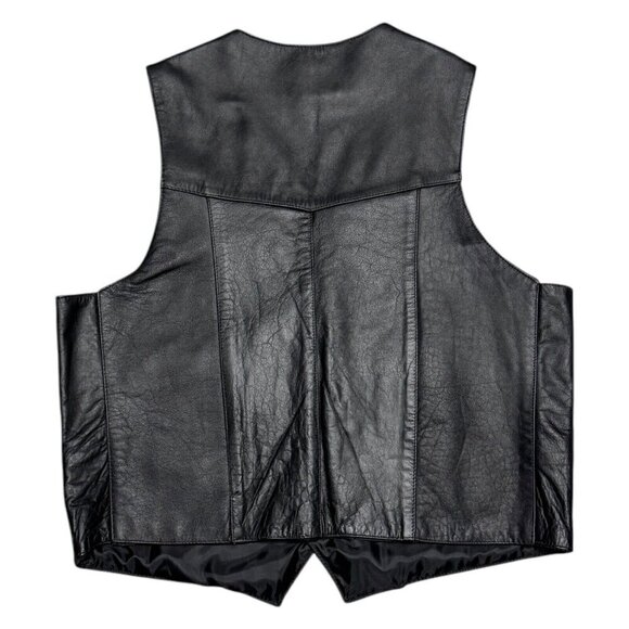 NWT SCREAMING EAGLE Genuine Leather Motorcycle Biker Black Vest Mens 2XL - Picture 2 of 5